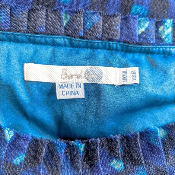 Boden Wool Abstract Short Sleeve Blue Shift Midi Dress Size 6 Long - Picture 6 of 7